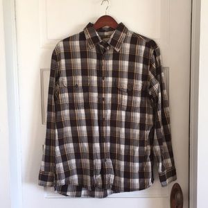 Brown and white plaid shirt